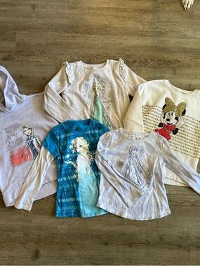 Lot of 5 Disney Frozen Elsa & Minnie Girls Long Sleeve Tees & Hoodies